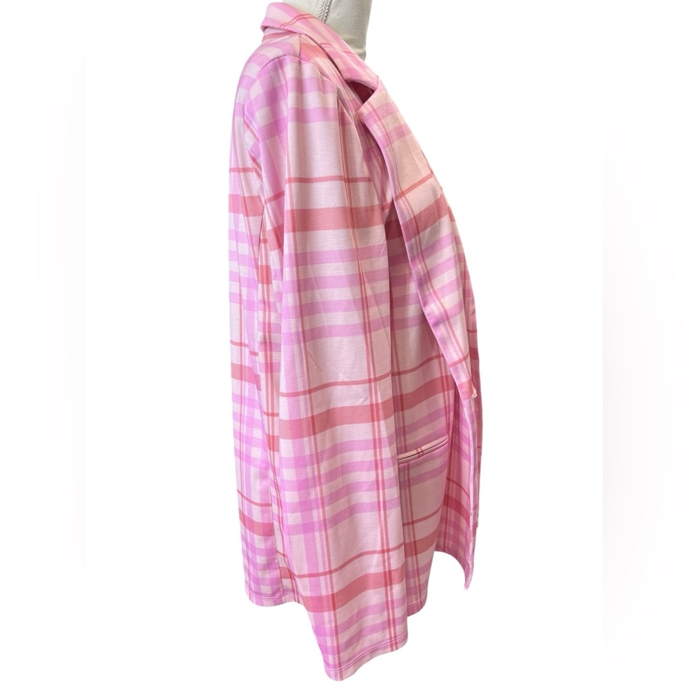ASOS Design Pink Plaid Oversized Longline Blazer US 6 Preppy Chic - Picture 6 of 9